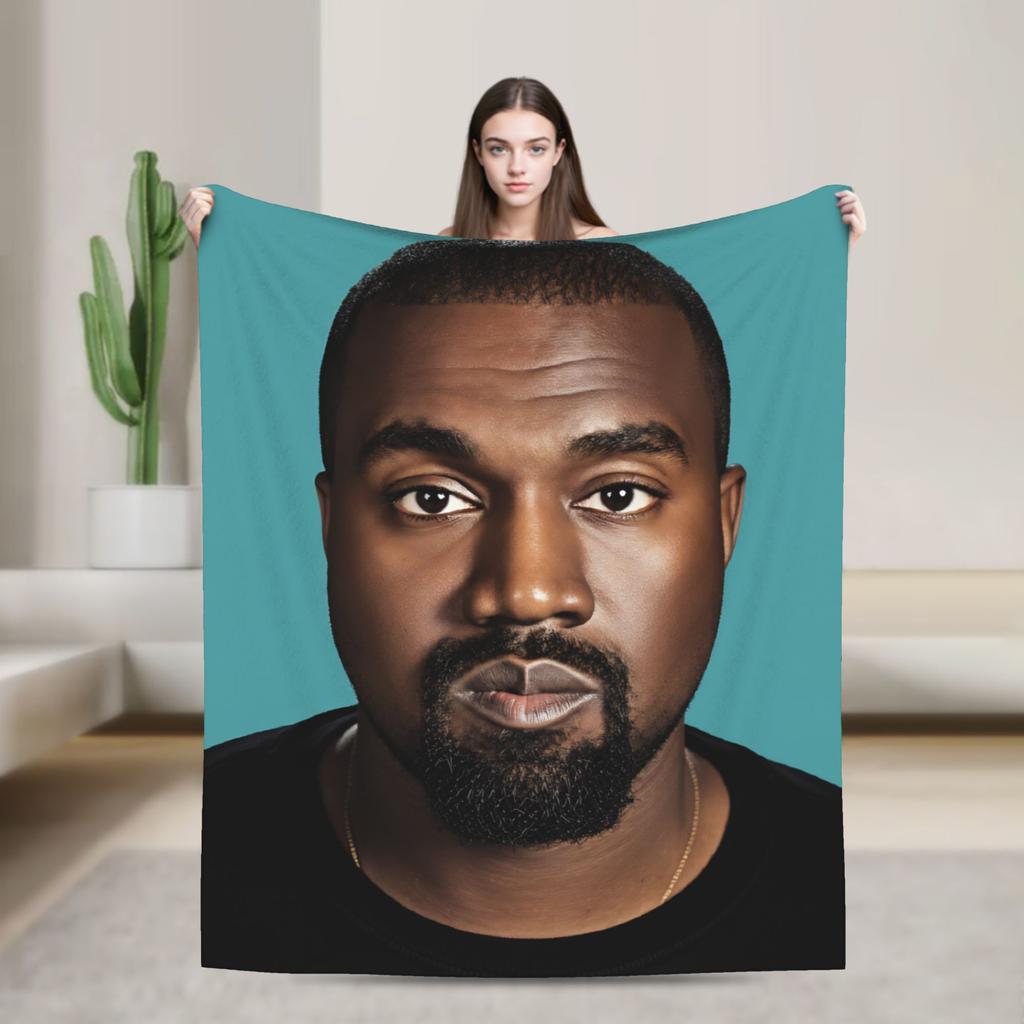 Kanye West Stretched Meme Warm Soft Blanket  Travel Plush Throw Blanket Novelty Bedroom Flannel Bedspread Sofa Bed Cover