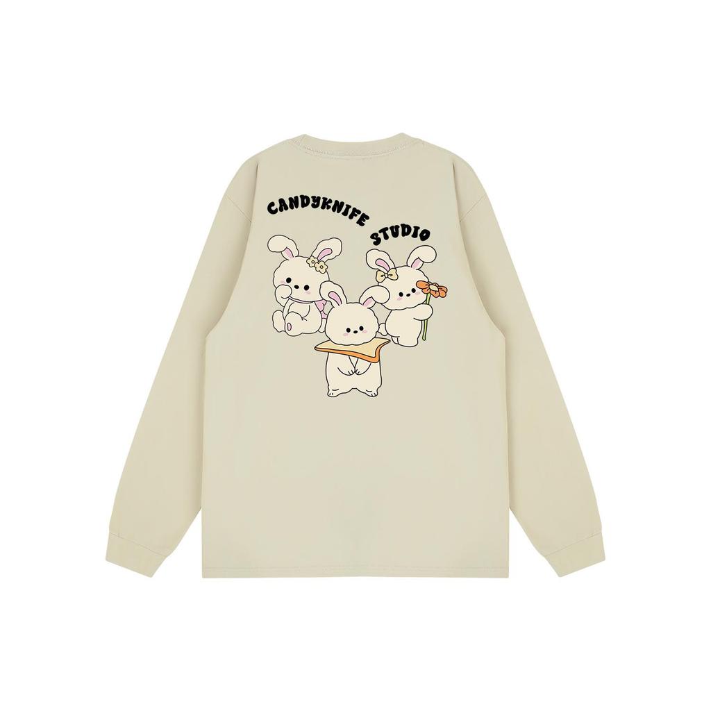 Korean Style Cartoon Print Long Sleeve Cotton T-shirt