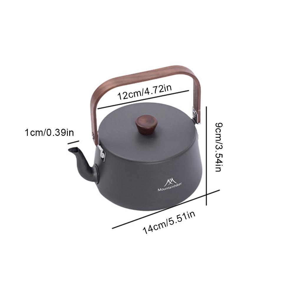 1.1L Ultralight Outdoor Kettle with Wood Handle Boiling Stovetop Pot Portable Lightweight Pot Outdoor Travel Tableware