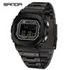 Sanda Men's Square Waterproof Electronic Watch with Fashionable Light and Alarm Clock.