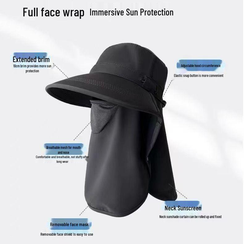 Full Coverage UV Protection Sun Hat with Breathable Face Shield and Neck Protector