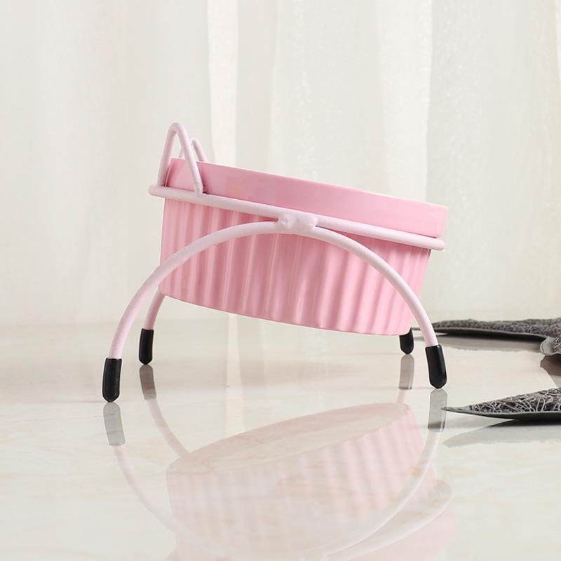 Cat Bowl Cat Ceramic Bowl Water Bowl with Bowl Rack Wrought Iron Rack Cat Bowl