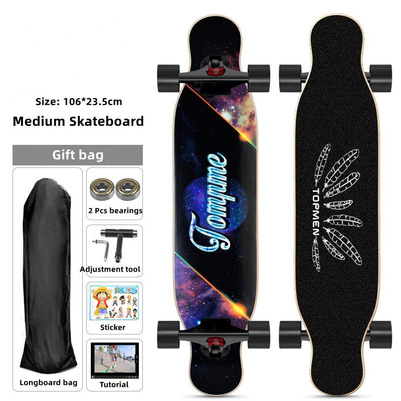 106MM Skateboard pro začátečníky Longboard Javor Flat-Plate Double Rocker Board Ocelové ložisko PU kolečka Dětské skateboardové prkno pro dospělé
