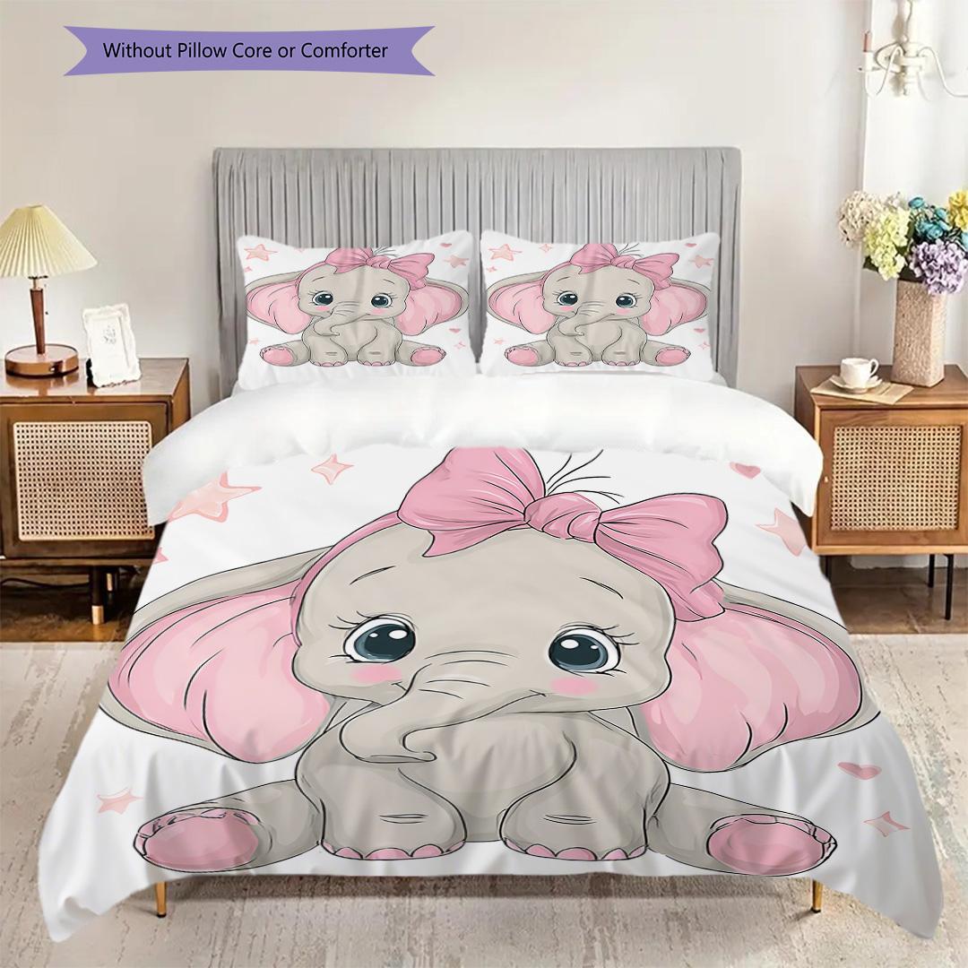 

Elephant Pattern Bedding Quilt Set Quilt Cover Pillowcase Home Decoration Birthday Gift (1 * duvet cover + 2 * pillowcase, without core) 135x200cm