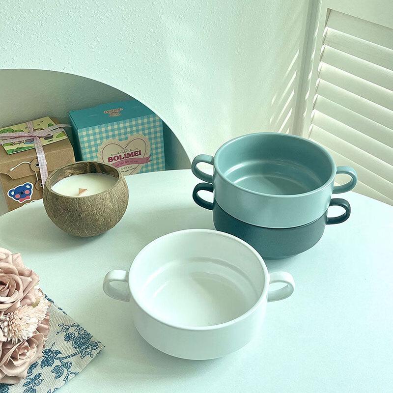 Nordic Ceramic Double-Handled Bowl