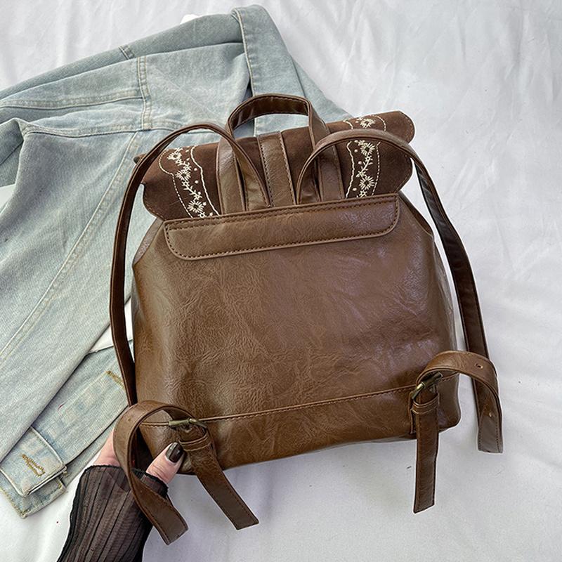 Embroidery School Bag New Mochila Fashionable Backpack Vintage College Style Shoulder Bags for Women Travel KTB