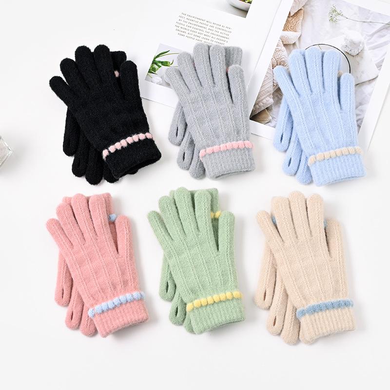 

New gloves women s winter velvet thickened warm and cold-proof outdoor touch screen student riding motorcycle knitted gloves зелений