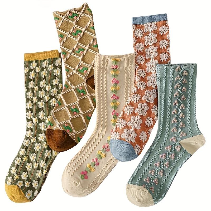

5-Pack Women s Short Socks-Retro Floral Embossed Design,Breathable Comfort,Assorted Patterns for Casual \ Formal Wear,Cute Socks others