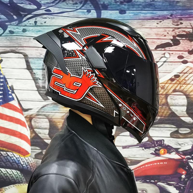 JIEKAI Flip-Up Motorcycle Helmet Women Couples Dual Lens Full Face Scooter Riding ABS Material