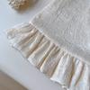 Summer Girls White Jacquard Sleeveless Dress With Large Collar And Irregular Ruffles Princess