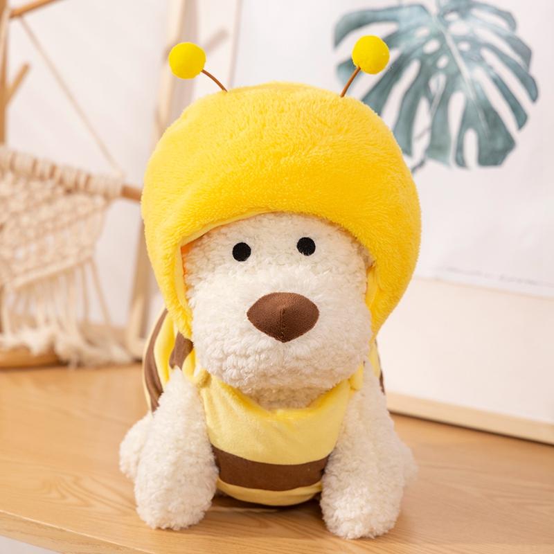 New Creative Bee Dog Animal Get Dressed  Soft Simulation Dolls Funny Throw Pillow Soft Sofa Birthday Gifts Christmas Home Decor