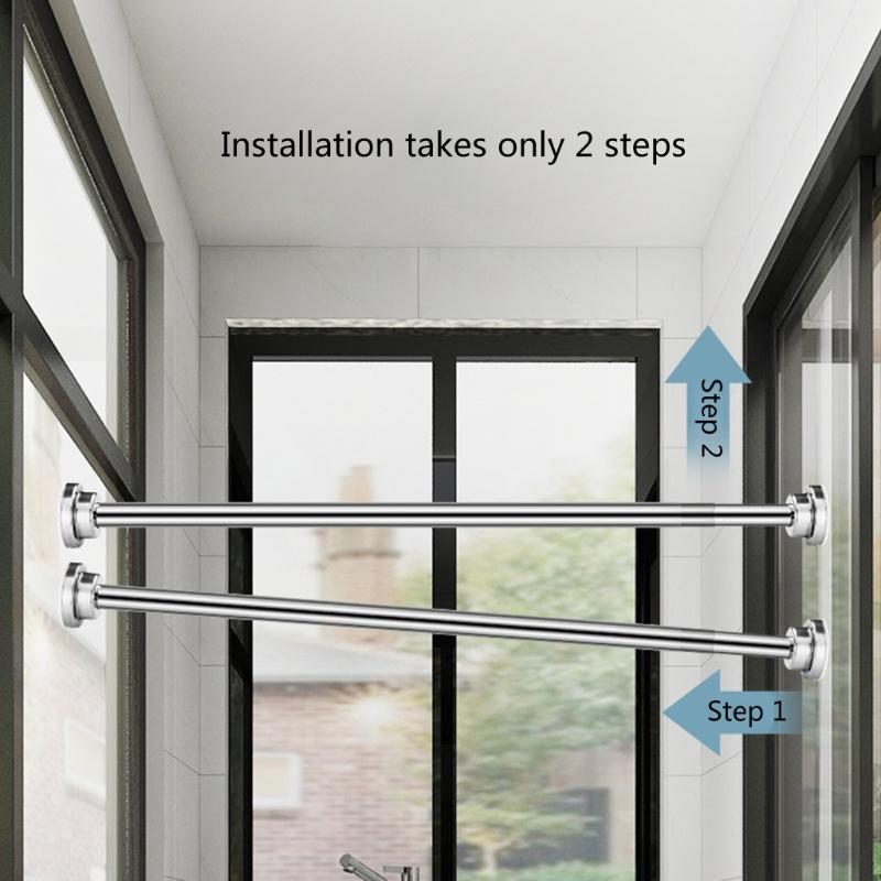 Strong Tension Rod Simple & Practical Curtain Rod Easy to Install Curtain Rod Perfect for Window Bathroom & Closet