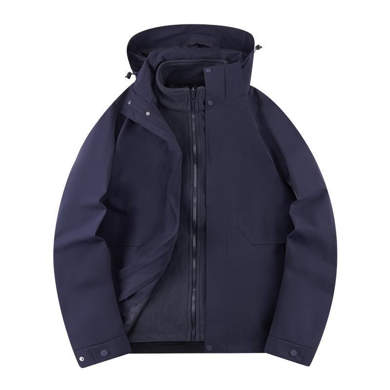 Three-in-One Detachable Windproof Goose Down Jacket: Cold-Resistant, Water-Repellent Outer, Warm Inner Layer for Couples
