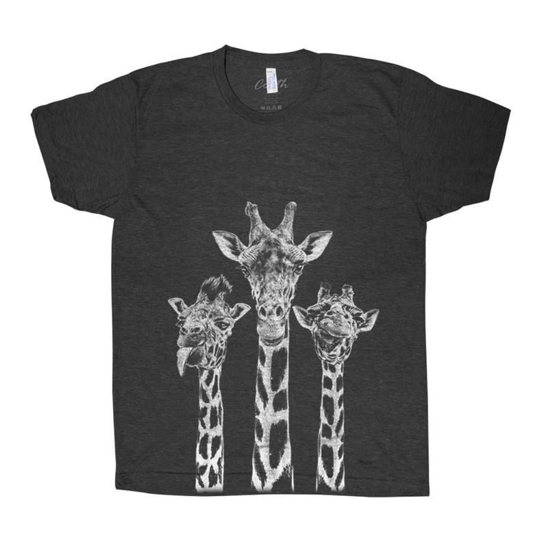 Giraffe Graphic Tee: Unisex Tri-Blend Animal Print T-Shirt