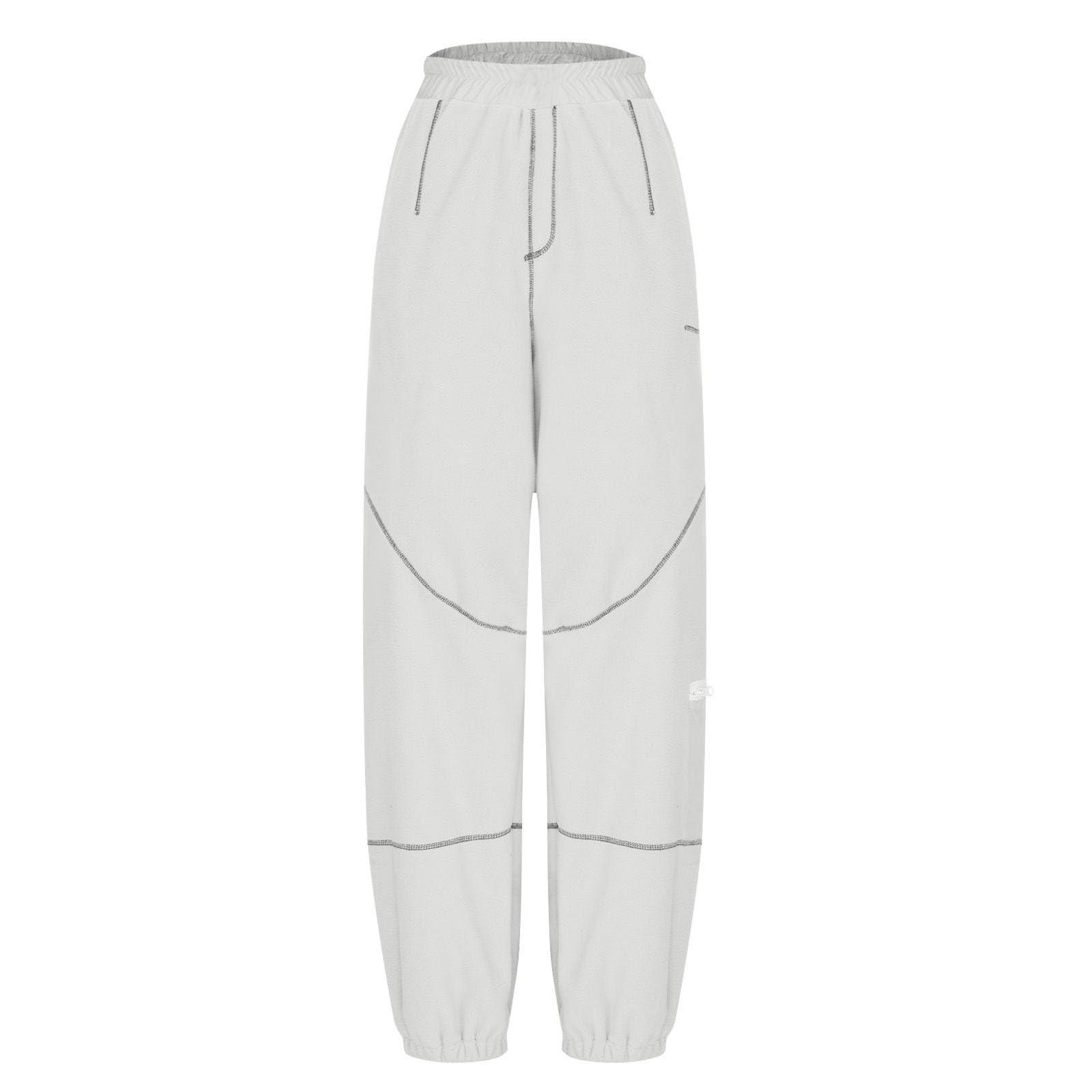 

Женские повседневные брюки однотонные свободные эластичные ремни с карманами спортивные спортивные штаны XL белый