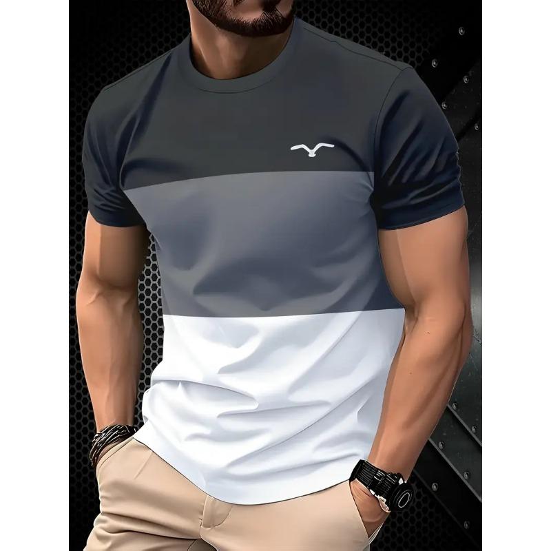 

Летняя мужская футболка с коротким рукавом, дышащая, с круглым вырезом, в полоску, для улицы, мужской подарок 5XL