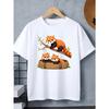 European Sizes Boys' T-Shirt Cute Red Pandas On Branch And Basket, Ideal for Outdoor Activities, Soft Knitted Top, Comfortable And Breathable
