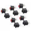 10PCS For Mini Rocker Switch 2 Pin ON OFF SPST Black Red for Cars Household Use
