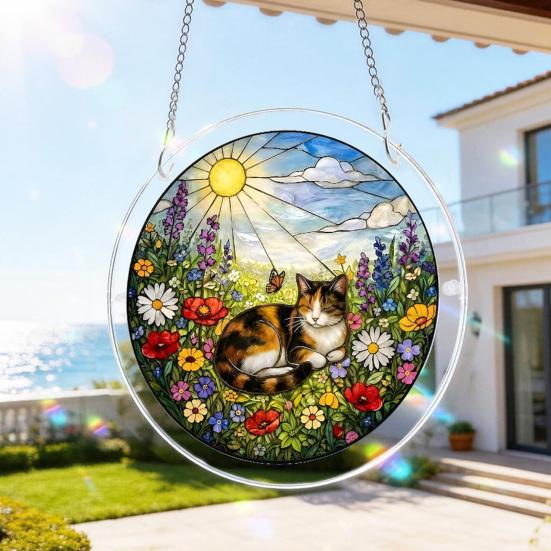 Yousheng Acrylic Puzzle Suncatcher DIY Jigsaw Puzzle Suncatcher Kit with UV Printed Design Colorful Window Hanging Ornament for Home Garden Decor