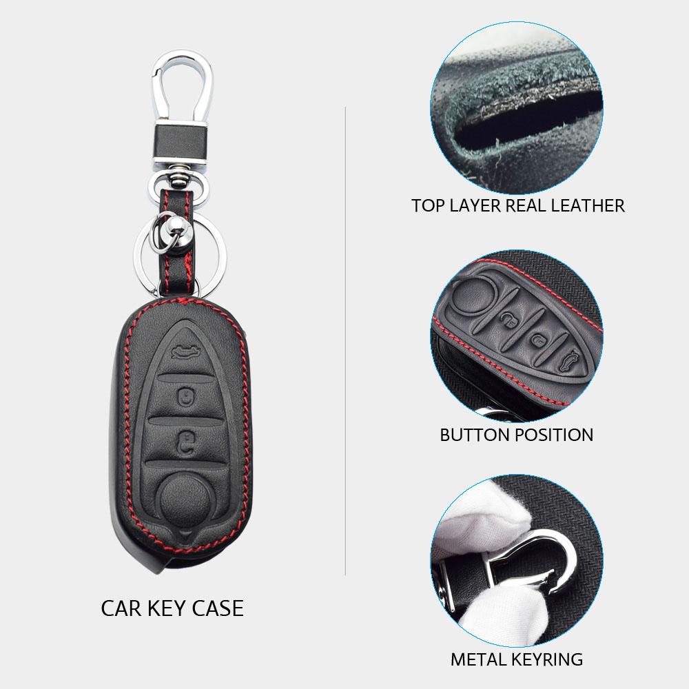 Leather Car Key Cover Bag For Alfa Romeo 147 159 GT Giulietta Mito Remote Control Fobs Protector Case Accessories