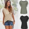 Women's Plus Size Multicolor Round Neck Short-Sleeve Tassel Knotted T-Shirt