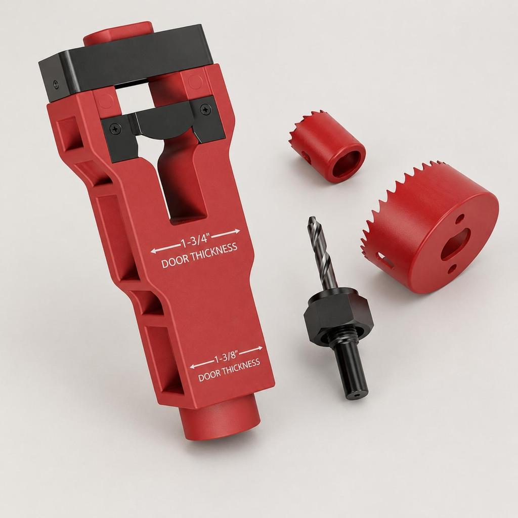 Door Latch Mortise Installation Tool SelfAligning Kit with Hole Boring Tools