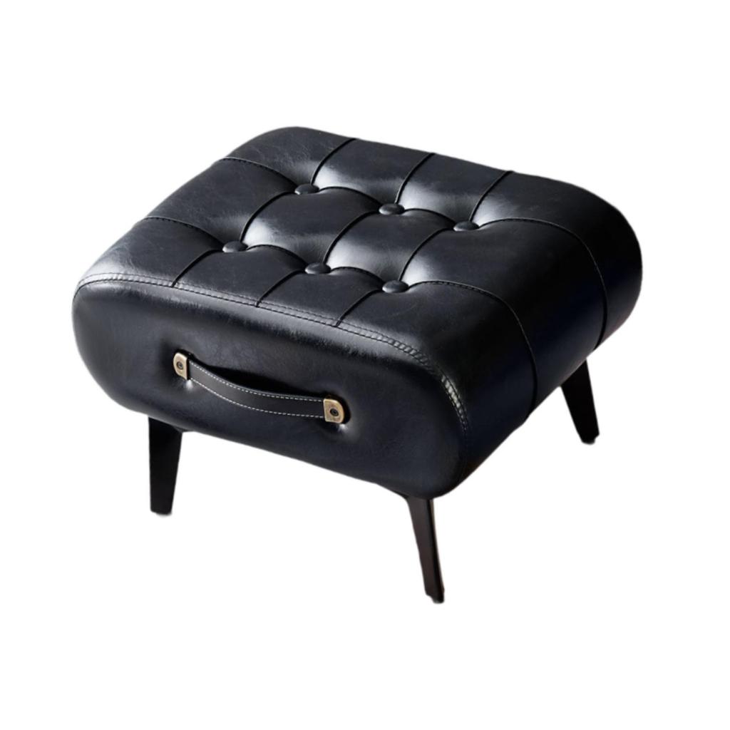 PU Leather Footstool Portable Sofa Tea Stool Padded Foot Rest Potty Stool Step Stool for Playroom Outdoor Entryway Bedroom Decor