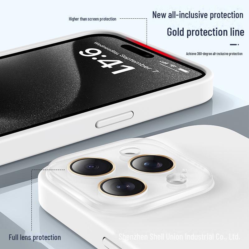 Crystal Lens Mobile Phone Case - Liquid Silicone Small Window for Apple 15 Pro Max, 14/13 Anti-fall Cover