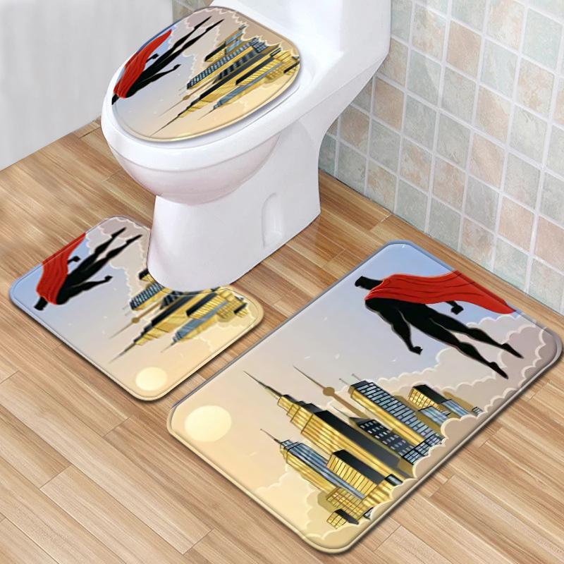 Textured Toilet Three-Piece Floor Mat Bathroom Three-Piece Carpet Doormat