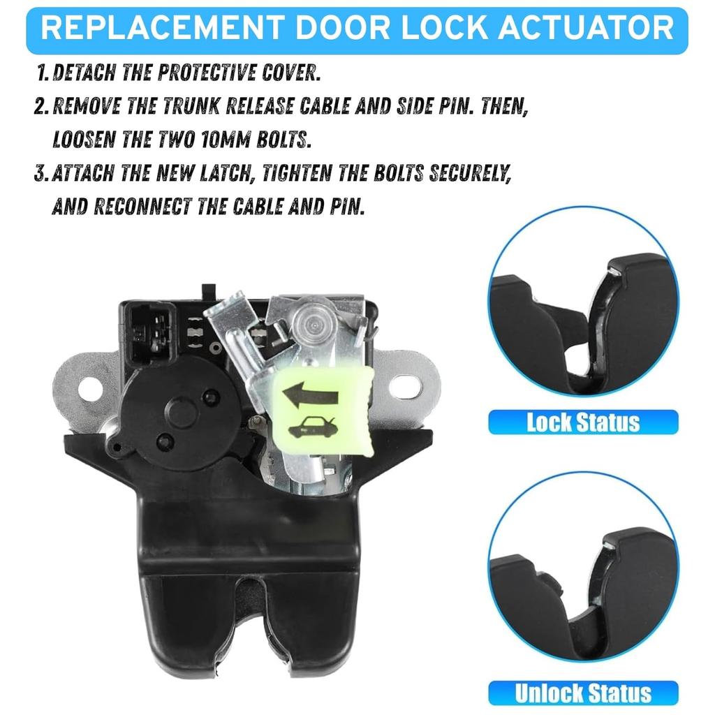 Rear Trunk Lid Lock Latch Actuator 81230-C1500 for Hyundai Sonata 2018–2019 Hybrid Sedan Tailgate Door Lock Actuator Motor Replacement