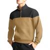 Men Color Block Quarter Zip Sweatshirt Mock Neck Pullover with Kangaroo Pocket Ribbed Cuffs Hem Long Sleeve Spring Fall Casual Streetwear Top