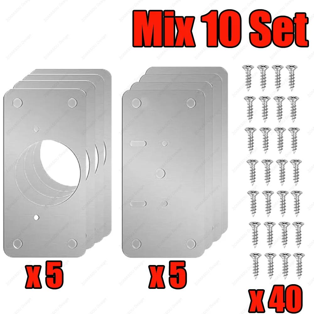 2-100Set Stainless Steel Hinge Fixing Plate Kit Cabinet Door Hinge Repair Plate Bracket with Mounting Screw Furniture Tools