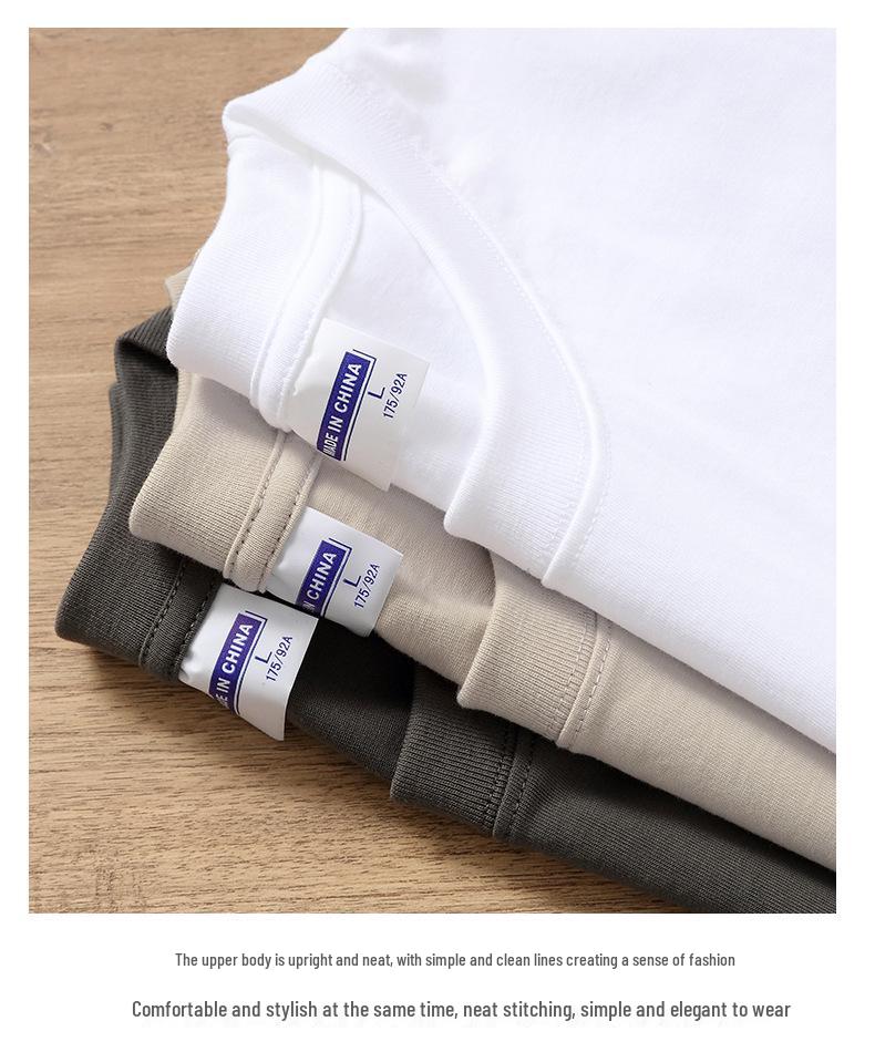 Custom Unisex Heavyweight Cotton Round Neck T-shirt with Short Sleeves and Logo Design