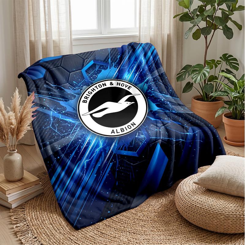 Coperta in Flanella con Stampa Calcio Brighton & Hove Albion, Coperta Morbida Calda Leggera per Divano Letto Campeggio