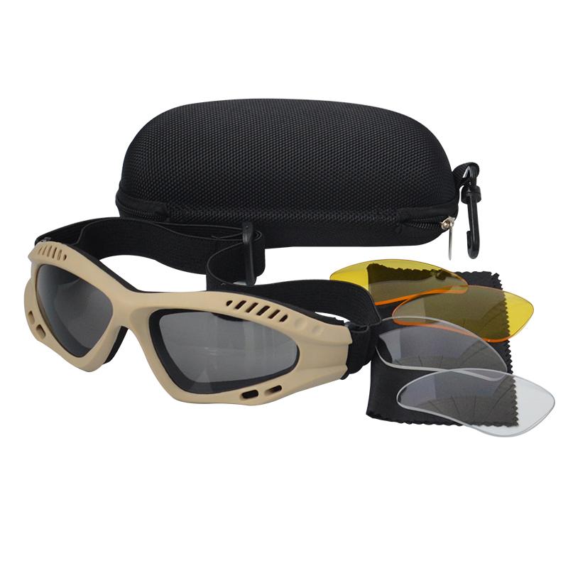 3 Lens Protective Goggles Sport Goggles Men Tactical Sunglasses clear Glasses