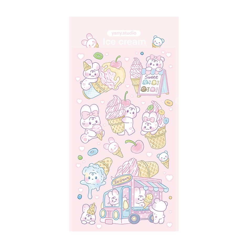 Korean Cute Cartoon Rabbit & Bear Stickers - Korean Style Guka Diary DIY Decorative Decals