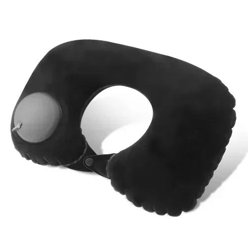 Almohada De Viaje Inflable - Incluye Antifaz Y Tapones, Forma En U, Inflado Rápido, Ultra Ligera, Para Avión, Tren, Coche O Oficina (color Gris)