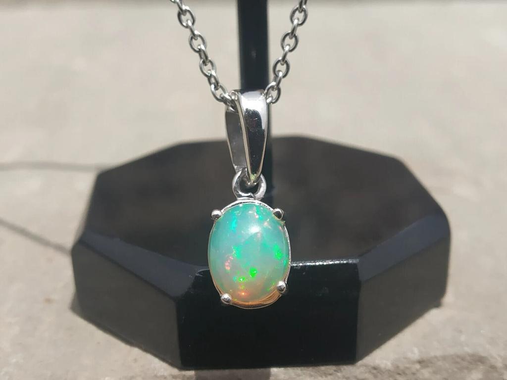Natural Opal Pendant,Gemstone Silver Pendant,925 Sterling Silver Jewelry