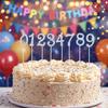 Dessert Decoration Rhinestone Number Cake Topper Glitter Silver Birthday Candle Holder Shining Reusable Cake Plugin Set Party