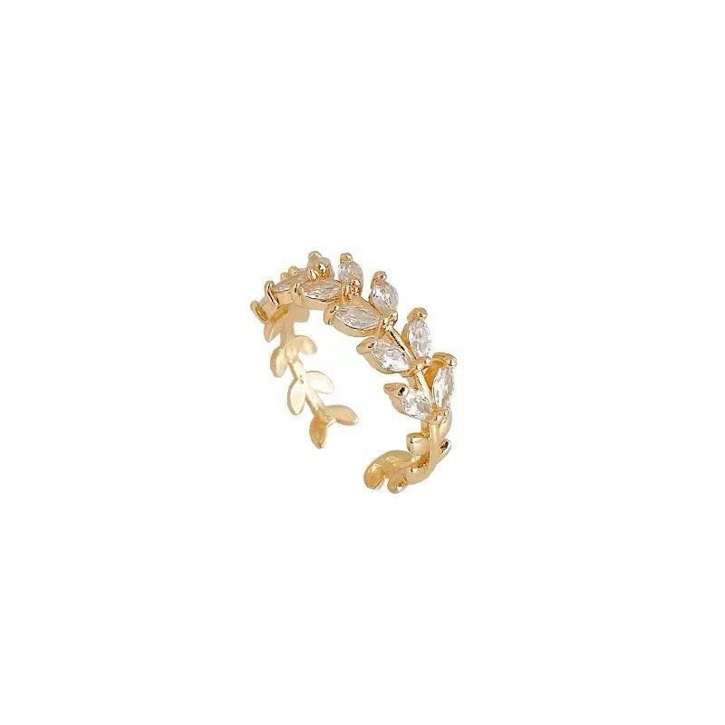 2024 Korean High-End Crystal Leaf Ring: Luxury Niche Design with Cold Aesthetic
