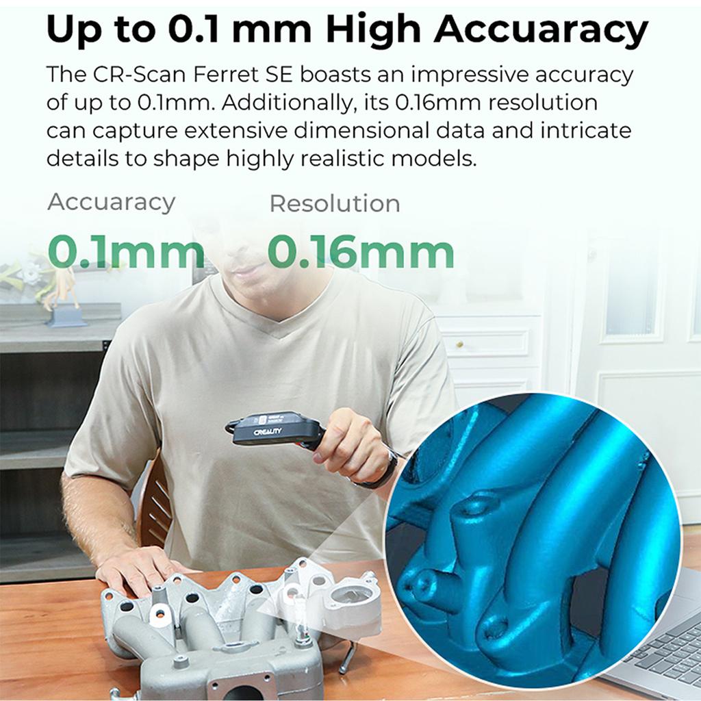 Crlity CR-Scan Ferret SE 3D Scanner Portable and Handheld 30fps Scaning Speed 0.1mm Accuracy ASIC Chipset Dual Mode Scanning with 30fps Scan Speed Dua