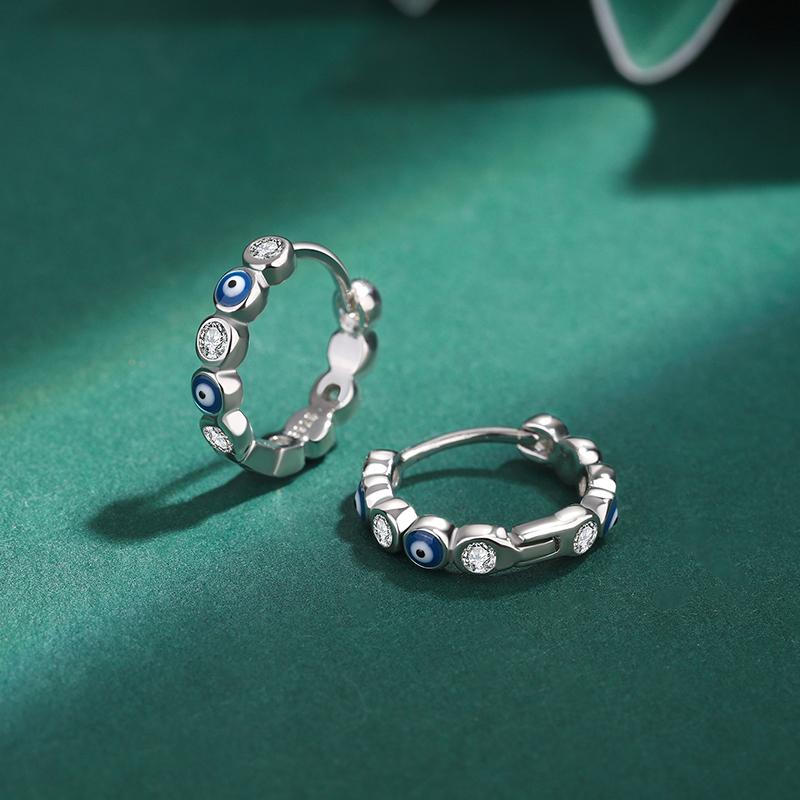 Creative Colorful Enamel Sterling Silver Earrings for Women's Time Eye Shape Earrings Party Jewelry Anniversary Gift S925 Silver Jewelry