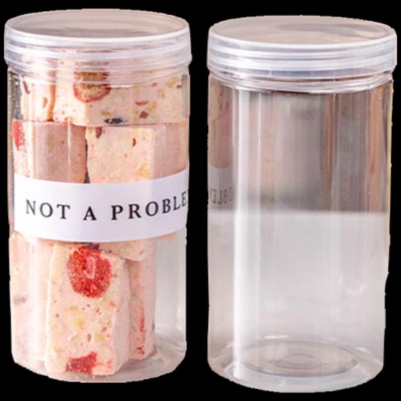 MEIDI Round Plastic Food Storage Jars with Transparent Aluminum Lids