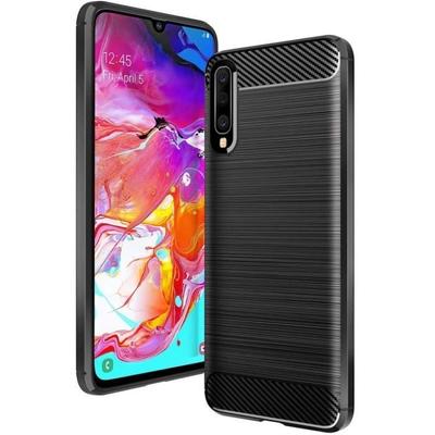 Protective Case - PROSHOP - Samsung Galaxy A70 - Carbon Effect - Shockproof - Black
