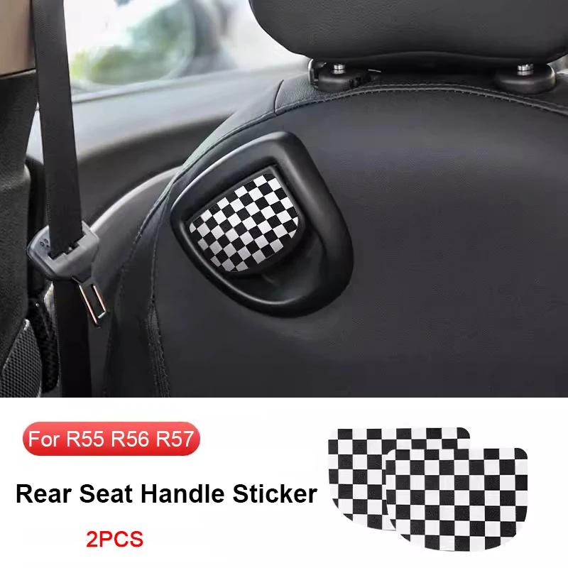 BGC1 2pcs For MINI Cooper JCW R55 R56 R57 Clubman Car Rear Seat Handle Leather Sticker Car Styling Decoration Accessories R56 2007-2013