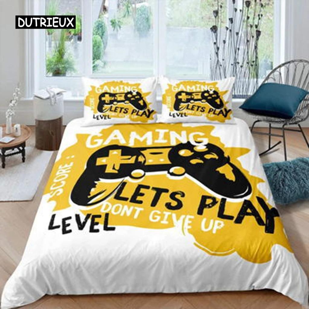 Gamepad Comforter Cover Gamer Bedding Set Teens Video Game Duvet Cover for Youth Kids Boys Modern Game Controller Bedspread