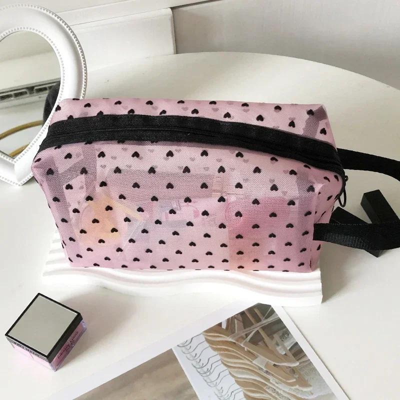 Mesh Clear Cosmetic Bags for Women Makeup Storage Organizer Bag Travel Toiletry Pencil Case Lipstick Brush Transparent Case