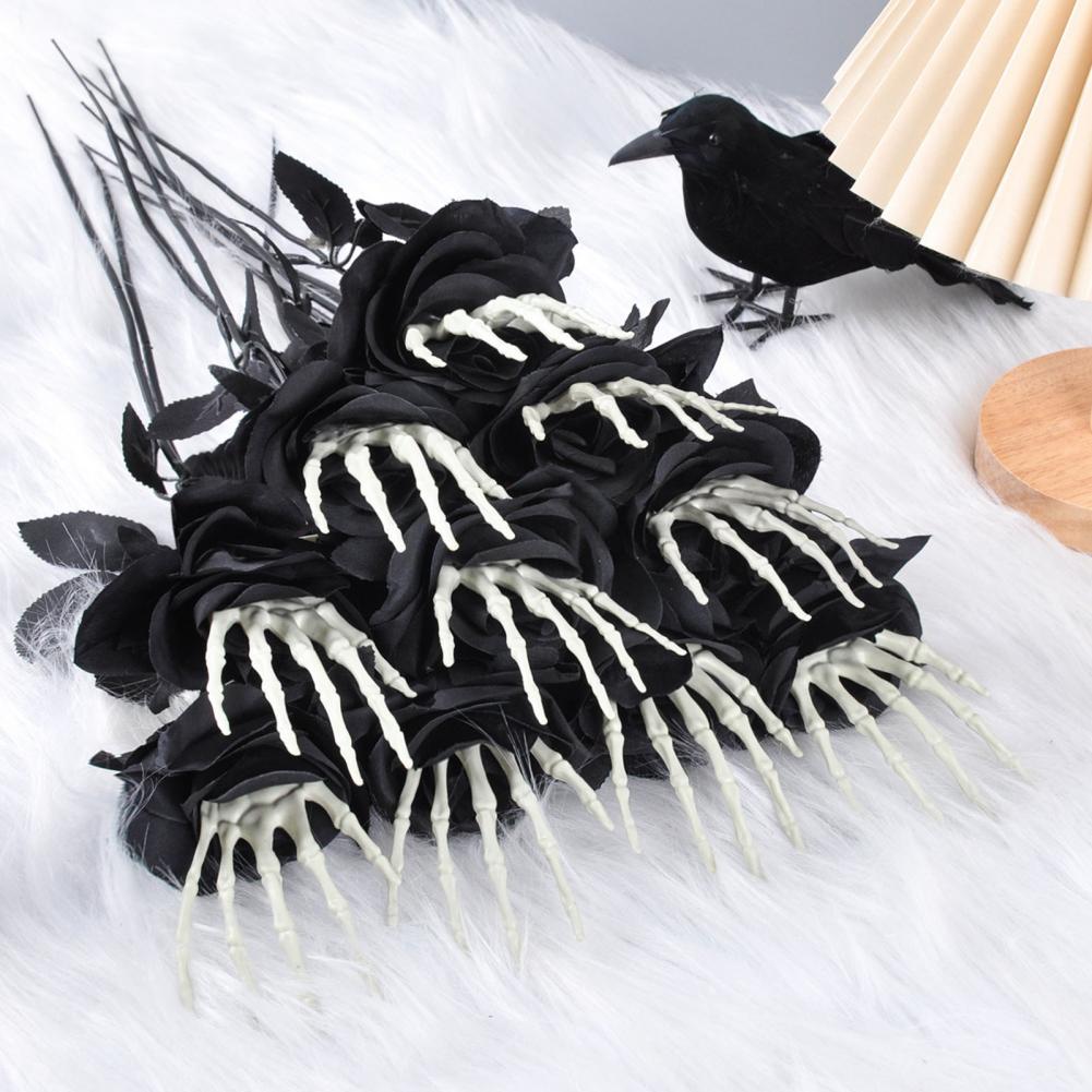 Artificial Roses with Skeleton Hands Halloween Decoration Flowers Halloween Decor 5pcs Skeleton Hand Simulation for Decoration