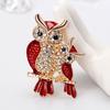 Enamel Owl Shape Rhinestones Embedded Brooch Pin Badge Banquet Jewelry