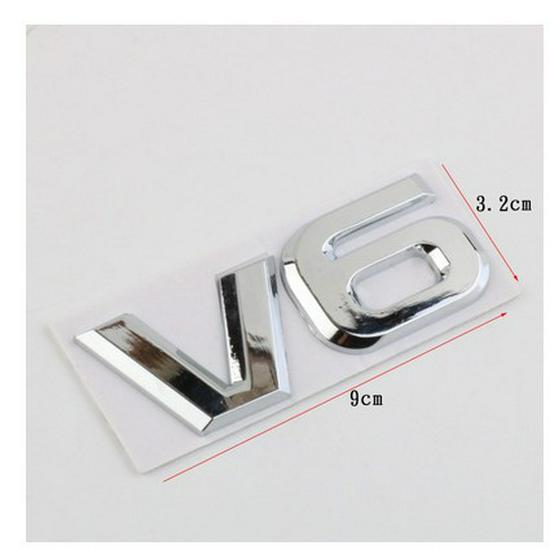 3D V6 Metal Car Emblem Sticker for Rear Decoration